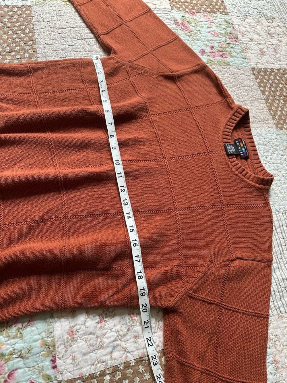 Alexander Julian orange cotton sweater with grid pattern - Picture 3 of 7